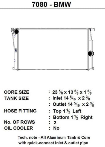 CSF BMW 2 Seires (F22/F23) / BMW 3 Series (F30/F31/F34) / BMW 4 Series (F32/F33/F36) M/T Radiator - 7080
