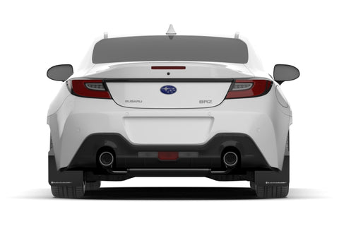 Rally Armor 2022+ Subaru BRZ / 2022+ Toyota GR86 Black UR Mud Flap w/ White Logo - MF99-UR-BLK-WH