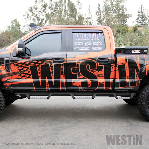 Westin/HDX 17-18 Ford F-250/350 Crew Cab (6.75ft Bed) Stainless Drop Nerf Step Bars - Textured Black - 56-5340252