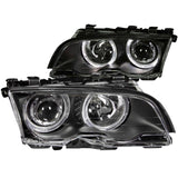 ANZO 1999-2001 BMW 3 Series E46 Projector Headlights w/ Halo Black - 121015