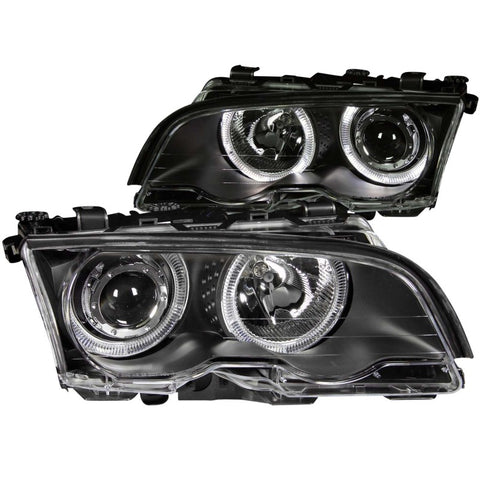 ANZO 1999-2001 BMW 3 Series E46 Projector Headlights w/ Halo Black - 121015