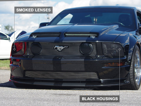 Raxiom 05-09 Ford Mustang w/ Halogen LED Halo Prjctr Headlights-Blk Hsng(Smoked Lens Exclude GT500) - 49128