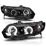 ANZO 2006-2011 Honda Civic Projector Headlights w/ Halo Black (CCFL) - 121062