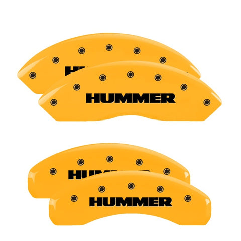 MGP 4 Caliper Covers Engraved Front & Rear Hummer Yellow Finish Black Char 2010 Hummer H3T - 52003SHUMYL
