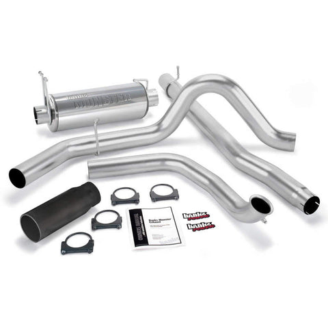 Banks Power 99 Ford 7.3L Truck w/Cat Conv Monster Exhaust System - SS Single Exhaust w/ Black Tip - 48655-B