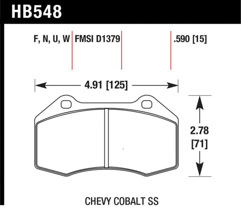 Hawk 07-10 Chevy Cobalt w/Brembo Front Calipers DTC-30 Front Race Pads - HB548W.510