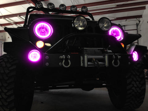 Oracle Jeep Wrangler JK 07-17 LED Waterproof Halo Kit - ColorSHIFT w/ Simple Controller - 3943-504
