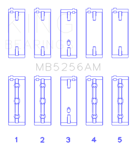 King Engine Bearings Hyundai Lantra 1600 (Size +0.50mm) Main Bearing Set - MB5256AM0.5