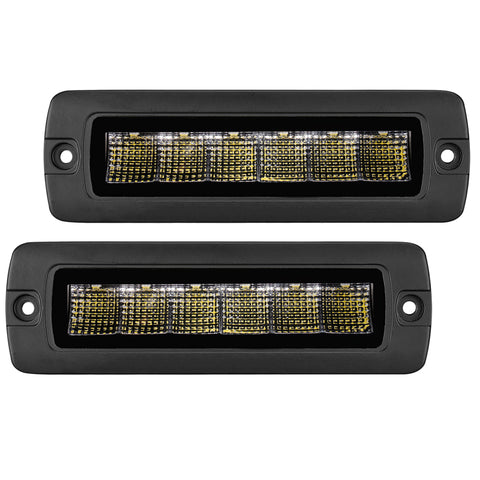 Go Rhino Xplor Blackout Series Sixline LED Flood Light Kit (Flush Mount) - Blk (Pair) - 750300621FBF