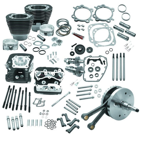 S&S Cycle 00-06 BT 124in Hot Set Up Kit w/ S&S Cylinder Heads - Wrinkle Black - 900-0565