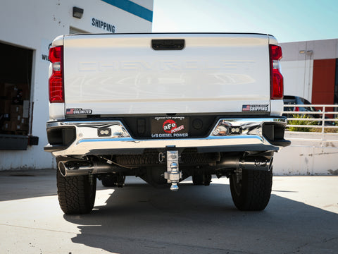 aFe Large Bore-HD 4in 409SS DPF-Back Exhaust System w/Polished Tips 20 GM Diesel Trucks V8-6.6L - 49-44126-P