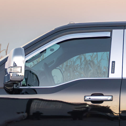 Putco 16-20 Nissan Titan Crew Cab (Set of 2) Front Only Element Chrome Window Visors - 480602