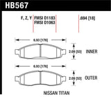 Hawk 04-06 Infiniti QX56 / 05-06 Armada / 04 Pathfinder / 04-07 Titan LTS Street Front Brake Pads - HB567Y.694