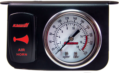 Kleinn Panel Mounted 160 PSI Gauge w/ an Illuminated RED Momentary Rocker Switch - 1303R