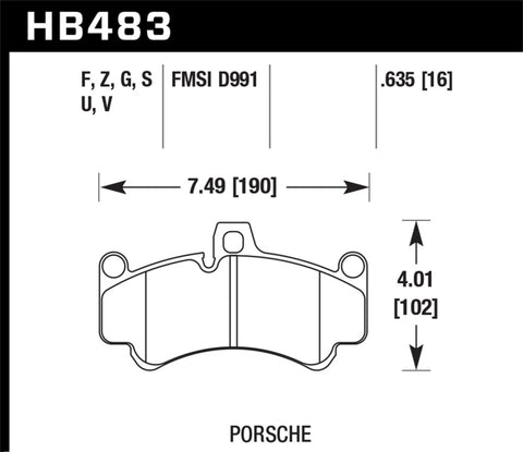 Hawk 06-12 Porsche 911 (997) Carrera 4S / 07-12 Porsche 911 (997) Turbo DTC-50 Race Front Brake Pads - HB483V.635
