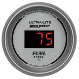 Autometer Ultra-Lite Digital 2-1/16in 0-280 OHM Silver Dial w/ Red LED Programmable Fuel Level Gage - 6510