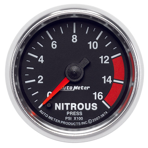 Autometer GS 2 1/16in. 1600PSI Nitrous Fuel Pressure Gauge - 3874
