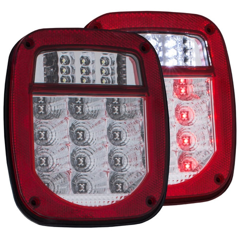 ANZO 1976-1985 Jeep Wrangler LED 2 Lens - Red/Clear, Chrome - 861082
