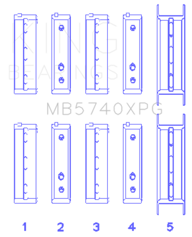 King Engine Bearings Subaru EJ20/EJ22/EJ25 Housing Bore + .005 (Size 0.25) Main Bearing Set - MB5740XPG0.25
