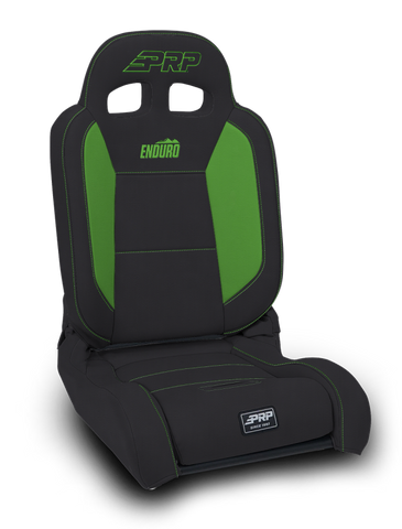 PRP EnduroDaily Reclining Suspension Seat - Black/Green Vinyl - Driver - A8701044-201-W