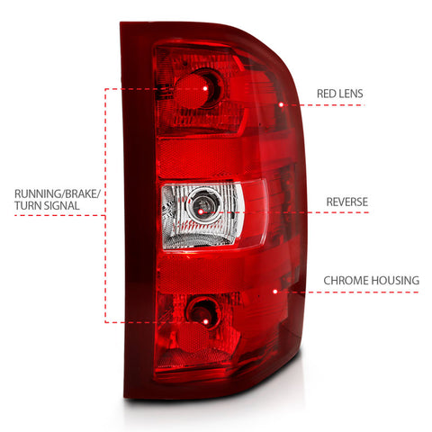 ANZO 2007-2013 Chevy Silverado Taillight Red/Clear Lens (OE Replacement) - 311303