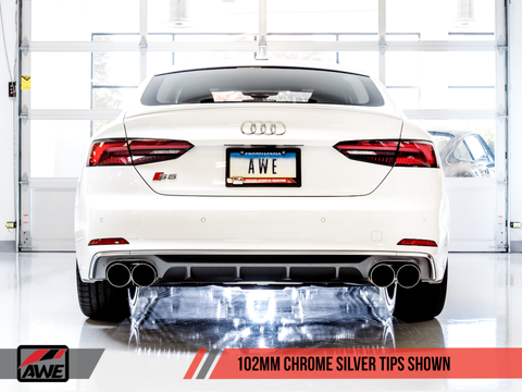 AWE Tuning Audi B9 S5 Sportback Track Edition Exhaust - Non-Resonated (Silver 102mm Tips) - 3010-42068