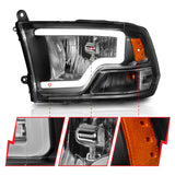 ANZO 2009-2018 Dodge Ram 1500 Crystal Headlights w/ Light Bar Black Housing - 111515