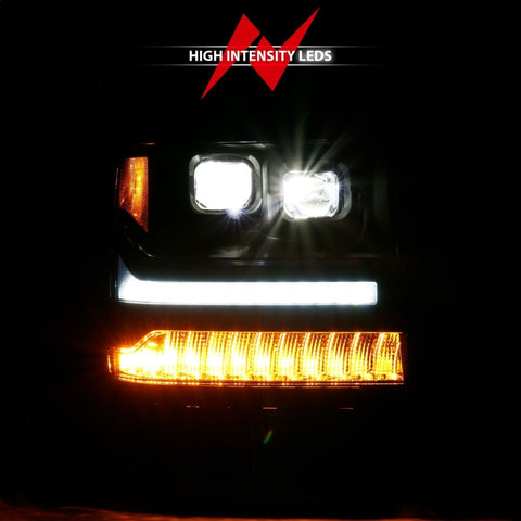 ANZO 16-18 Chevrolet Silverado 1500 LED Projector Headlights w/Plank Style Switchback Black w/ Amber - 111420