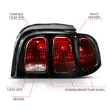 ANZO 1994-1998 Ford Mustang Taillight Dark Red Lens (OE Style) - 321350