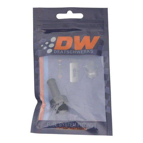 DeatschWerks 6AN ORB Male to 3/8in Male Barb Fitting (Incl O-Ring) - Anodized Matte Black - 6-02-0504-B