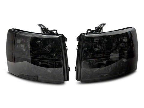 Raxiom 07-14 Chevrolet Silverado 1500 HD Axial OEM RepHeadlights- Chrome Housing- Smoked Lens - S122324