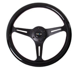 NRG Classic Wood Grain Steering Wheel (350mm) Black Paint Grip w/Black 3-Spoke Center - ST-015BK-BK