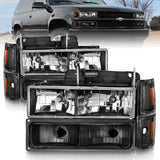 ANZO 88-98 Chevrolet C1500 Crystal Headlights Black - 111505
