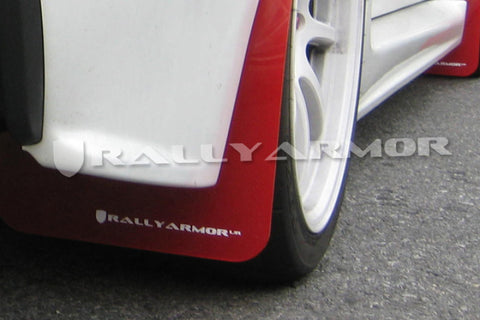 Rally Armor 07-17 Mitsubishi Lancer Red UR Mud Flap w/ White Logo - MF8-UR-RD/WH
