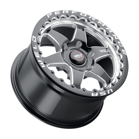 Weld S904 15x12 Ventura Beadlock 5x114.3 ET28 BS7.6 Gloss BLK MIL DIA 78.1 - S904B2067P28