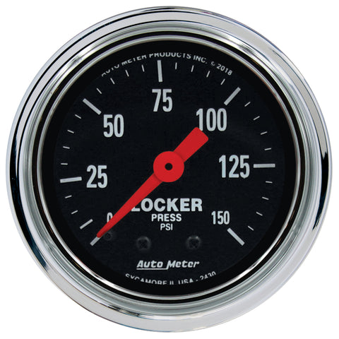 Autometer Traditional Chrome 2-1/16in 150 PSI Mechanical Air Locker Gauge - 2430