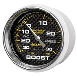 Autometer Marine Carbon Fiber Gauge 2-5/8in Mechanical Vacuum/Boost Gauge 30INHG-30PSI - 200775-40