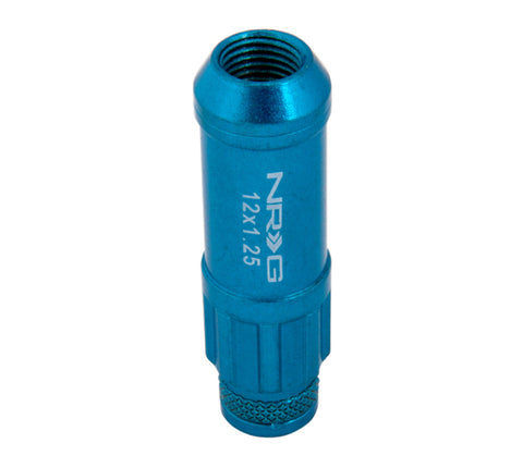 NRG 700 Series M12 X 1.25 Steel Lug Nut w/Dust Cap Cover Set 21 Pc w/Locks & Lock Socket - Blue - LN-LS710BL-21