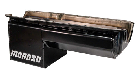 Moroso Pre-80 Chevrolet SBC/Dart Little M Power Pouch Wet Sump 7qt 8.25in Steel Oil Pan - Black - 21015