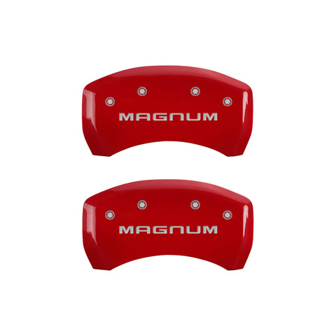 MGP 4 Caliper Covers Engraved Front & Rear Magnum Red finish silver ch - 12001SMGMRD