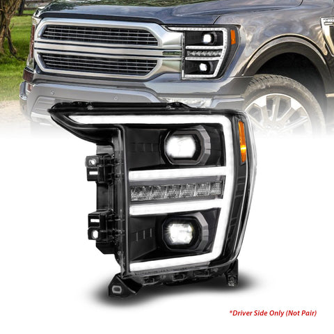 ANZO 21-23 Ford F150 LED Projector Headlight w/Switchback+Sequential - Black (Driver Side Only) - 111594-L