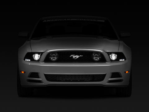 Raxiom 13-14 Ford Mustang w/ Factory HIDLED Halo Projector Headlights- Black Housing (Smoked Lens) - 49170