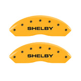 MGP 4 Caliper Covers Engraved Front Shelby Rear Snake Yellow Finish Black Char 2007 Ford Mustang - 10197SSBYYL