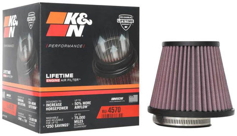 K&N Universal Air Filter 2-7/8in Flange / 5-3/16in Base / 3-1/2in Top / 4-7/16in Height - RU-4570