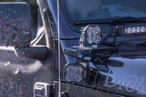 Diode Dynamics 18-21 Jeep JL Wrangler/Gladiator SS3 Cowl LED Bracket Kit - Yellow Sport - DD6555