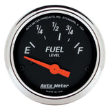 Autometer Designer Black Fuel Level Gauge 2-1/16in Electrical 70 Ohms E / 10 Ohms F - 90 Deg Sweep - 1423