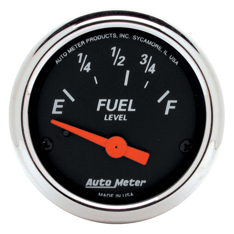 Autometer Designer Black Fuel Level Gauge 2-1/16in Electrical 70 Ohms E / 10 Ohms F - 90 Deg Sweep - 1423