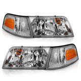 ANZO 1998-2005 Ford Crown Victoria Crystal Headlight Chrome With Bumper Light (OE) - 121556