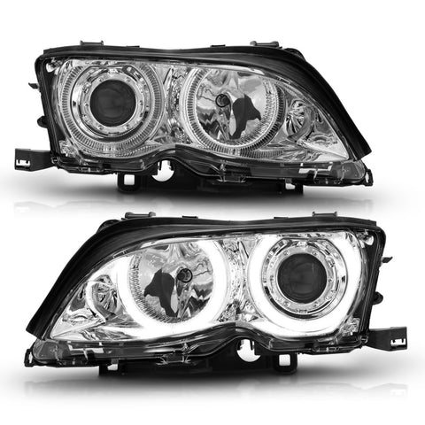 ANZO 2002-2005 BMW 3 Series E46 Projector Headlights w/ Halo Chrome - 121212