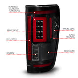 ANZO 21-23 Ford F-150 LED Taillights Seq. Signal w/BLIS Cover - Smoke Blk (For Factory Halogen ONLY) - 311476